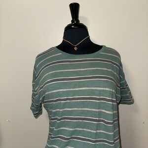 American Eagle Outfitters women’s cropped Green and Gray Striped Tee